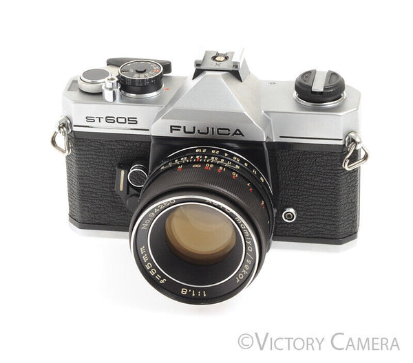 Fuji Fujica ST605 Chrome 35mm M42 Screw Mount Camera w/ 55mm f1.8 Lens