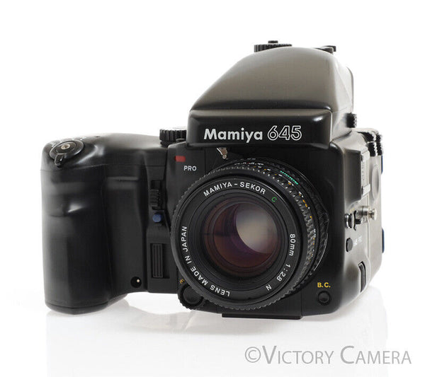 Mamiya 645 Pro Camera AE Metered Prism FE401 w/ 80mm N Lens & Winder -Clean-