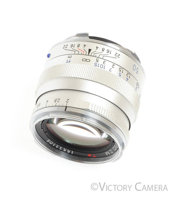 Zeiss Planar 50mm f2 ZM T* Silver Prime Lens for Leica M Mount -Clean-