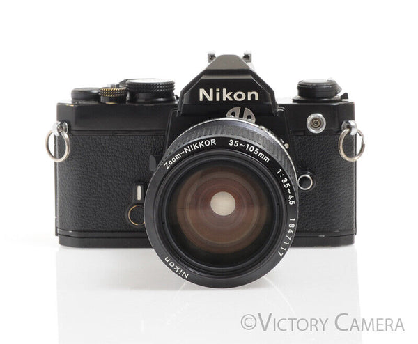 Nikon FM Black 35mm Camera w/ 35-105mm f3.5 Zoom Lens -New