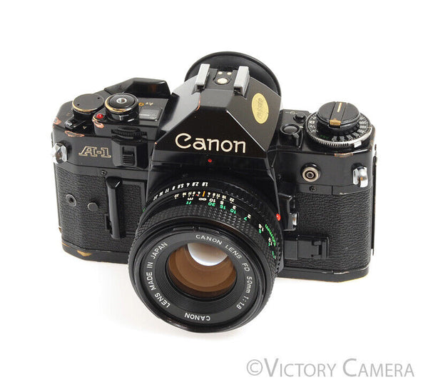 Canon A-1 A1 Black 35mm Film SLR Camera w/ 50mm F1.8 Lens