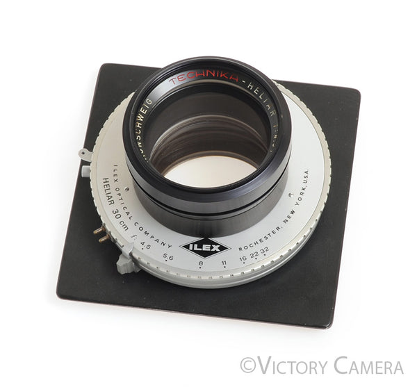 Voigtlander 30cm f4.5 Technika-Heliar 8x10 Lens in Ilex Shutter Calumet C1  Board [EXC-]