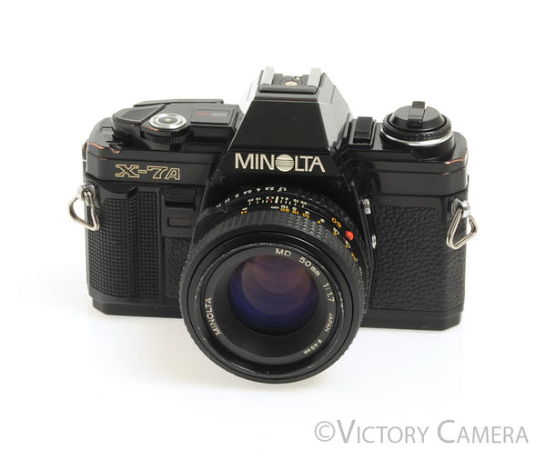 Minolta X-7A Black 35mm Film Camera w/ 50mm f1.7 Prime Lens -New Seals