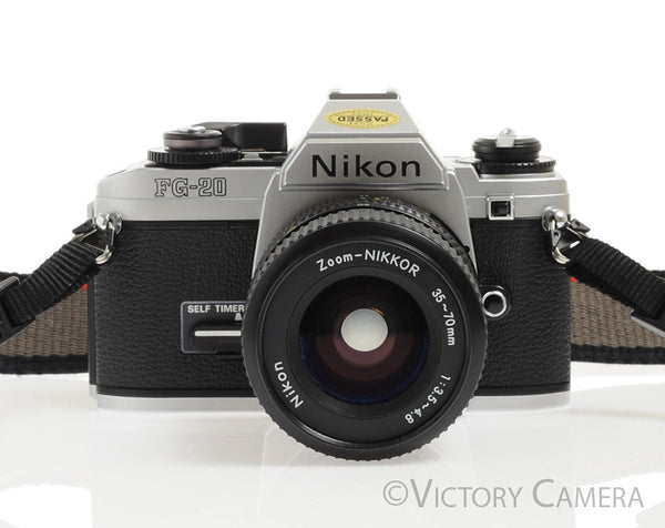 Nikon FG-20 35mm Camera with Nikkor 35-70mm Zoom Lens