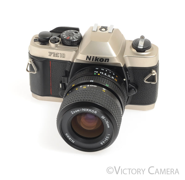 Nikon FM10 FM-10 35mm SLR Film Camera with 35-70 mm Lens Kit -Clean-