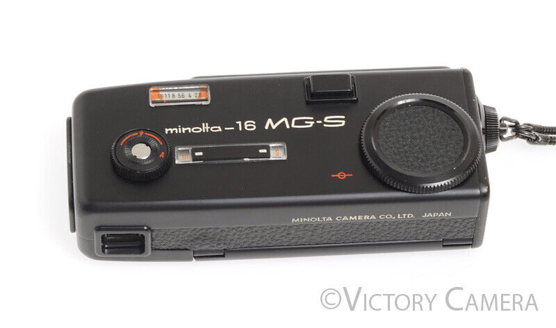 Minolta 16 MG-S Black 16mm Subminiature Camera w/ 23mm f2.8 Lens -Clean in Case- - Victory Camera