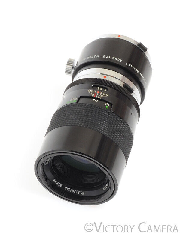 Vivitar Series 1 90mm f2.5 Macro Lens w/ Matched Macro Adapter for Olympus OM [EXC] - Victory Camera