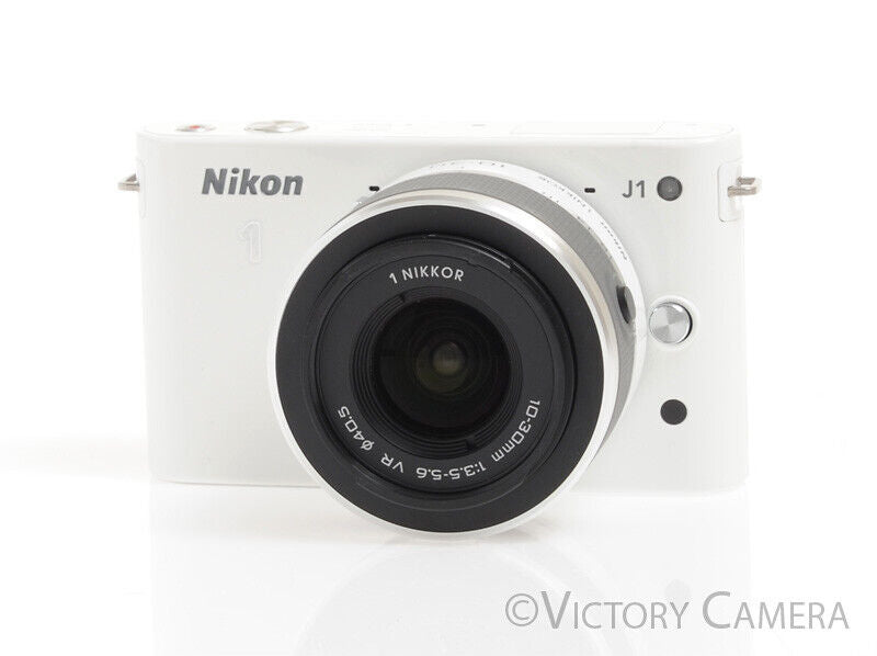 Nikon 1 J1 White Mirrorless 10.1MP Digital Camera Body w/ 10-30mm Lens