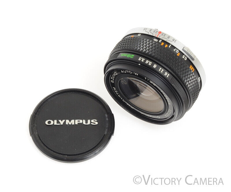 Olympus G.Zuiko 28mm F3.5 Auto-W OM Wide-Angle Prime Lens -Clean-