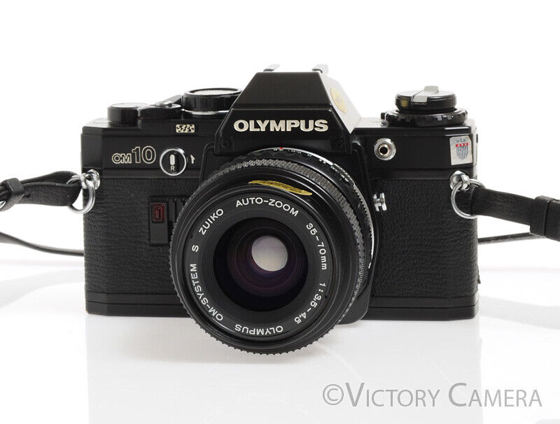 Olympus OM-10 OM10 Black 35mm Camera w/ 35-70mm Zoom Lens -New Seals-