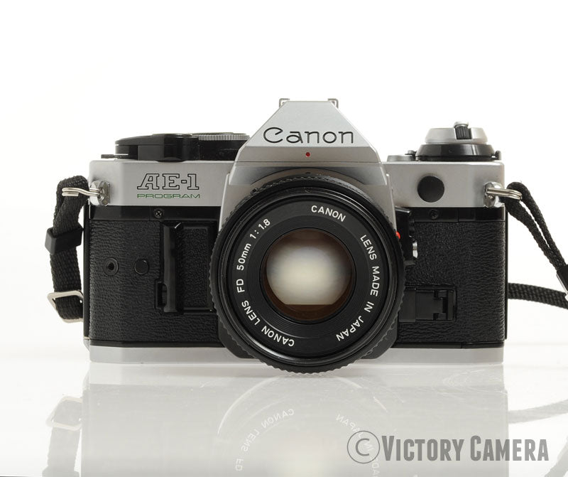 Canon AE-1 Program Chrome 35mm Film SLR Camera 50mm f1.8 Lens  [EXC+]