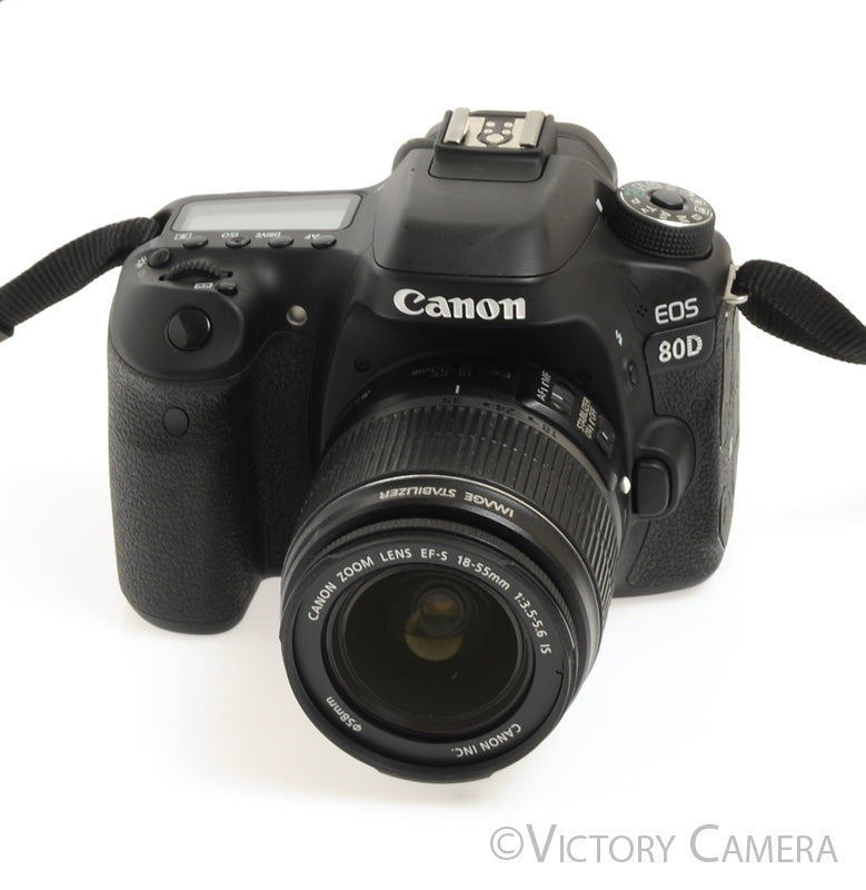 Canon EOS 80D 24.2MP DSLR Camera Body w/ 18-55mm f3.5-5.6 Lens [EXC] - Victory Camera