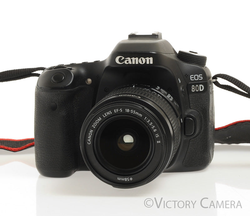 Canon EOS 80D 24.2MP DSLR Camera Body w/ 18-55mm f3.5-5.6 II Zoom Lens [EXC+] - Victory Camera