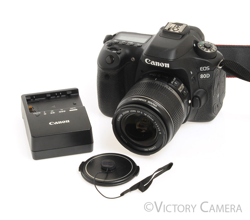 Canon EOS 80D 24.2MP DSLR Camera Body w/ 18-55mm f3.5-5.6 Lens [EXC] - Victory Camera