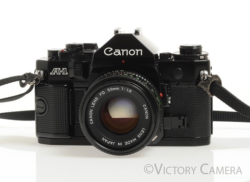 Canon A-1 A1 35mm Black Camera w/ 50mm F1.8 Lens -New Seals, No Squeak- [EX+] - Victory Camera