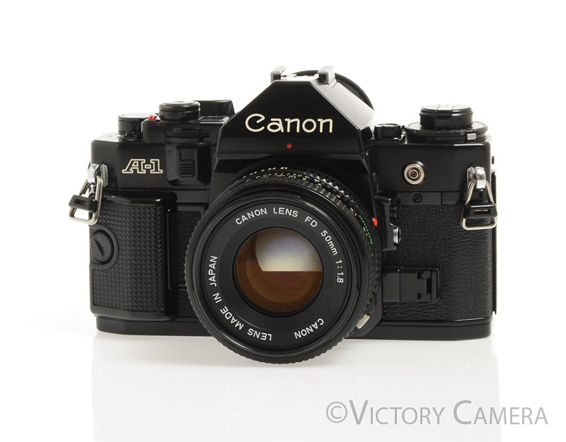 Canon A-1 A1 Black 35mm Film SLR Camera w/ 50mm F1.8 Lens -New Seals- [EX+] - Victory Camera