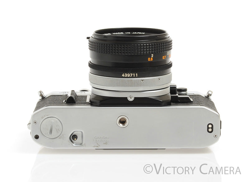 Canon AE-1 35mm Chrome Camera 50mm F1.8 Lens -New Seals, No Squeak- - Victory Camera