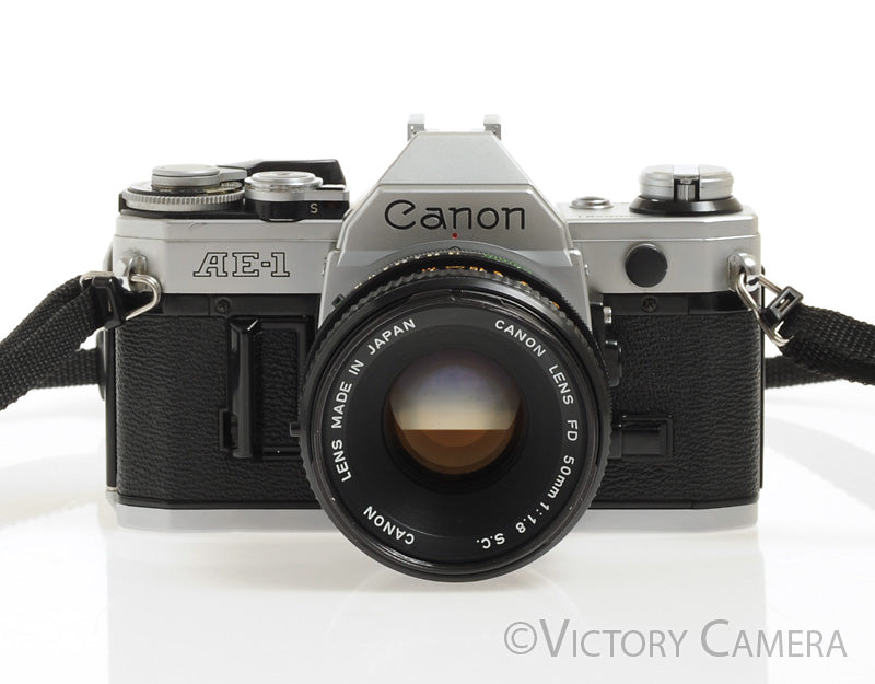 Canon AE-1 35mm Chrome Camera 50mm F1.8 Lens -New Seals, No Squeak- [EXC] - Victory Camera