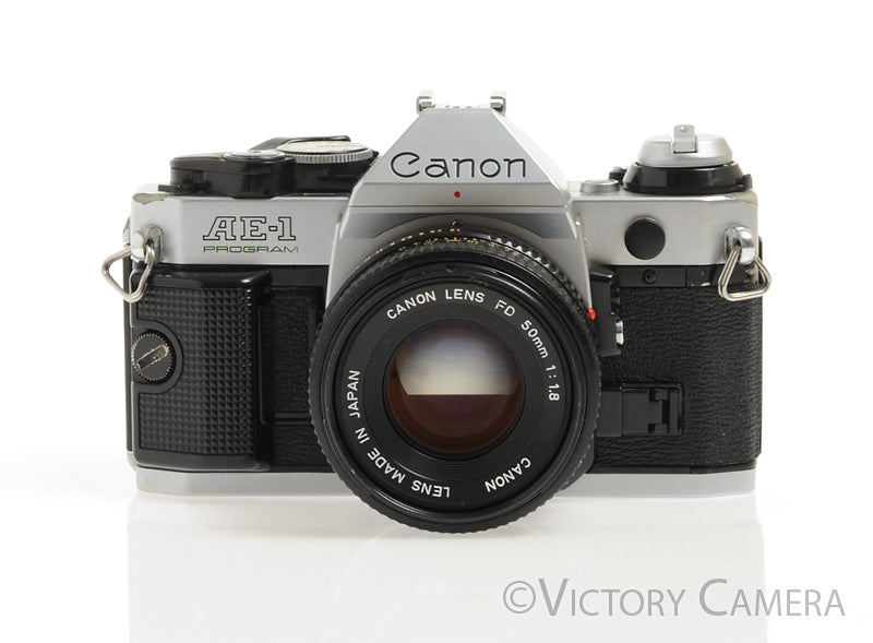 Canon AE-1 Program Chrome 35mm Film SLR Camera 50mm f1.8 Lens [EXC+]