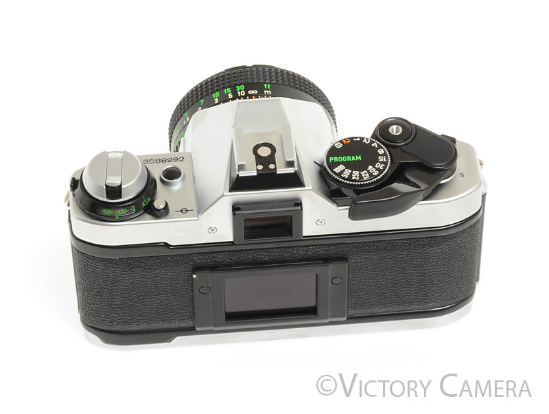 Canon AE-1 Program Chrome 35mm Film Camera w/ 50mm F1.8 Lens -New Seals- [NM] - Victory Camera