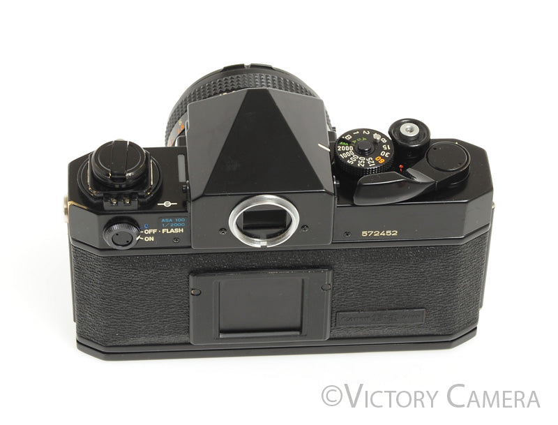 Canon F1 F-1 Black 35mm Camera Body w/ 50mm f1.8 Lens -New Seals- [Near Mint] - Victory Camera