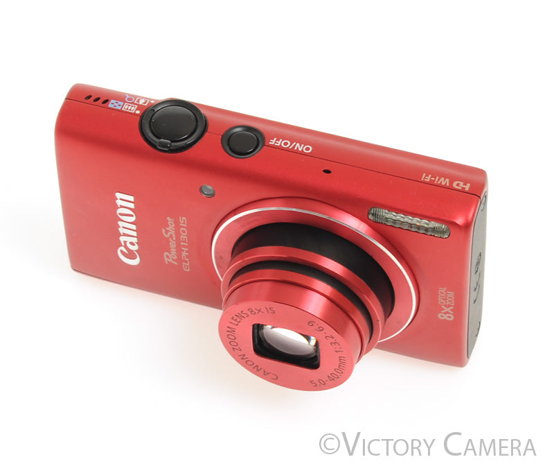 Canon PowerShot ELPH 130 IS Red 16MP Digital Point &amp; Shoot Camera [EXC-]