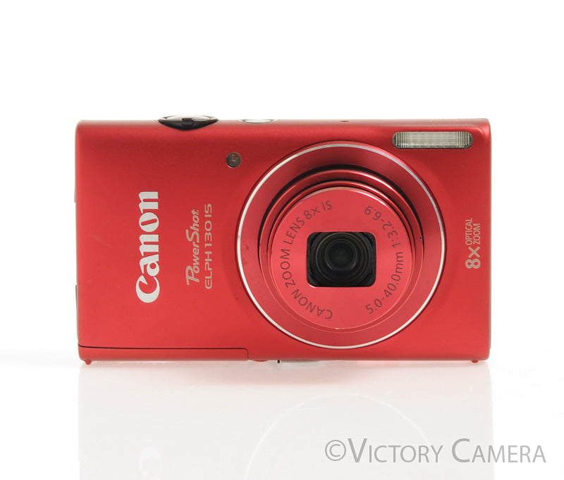 Canon PowerShot ELPH 130 IS Red 16MP Digital Point &amp; Shoot Camera [EXC-]