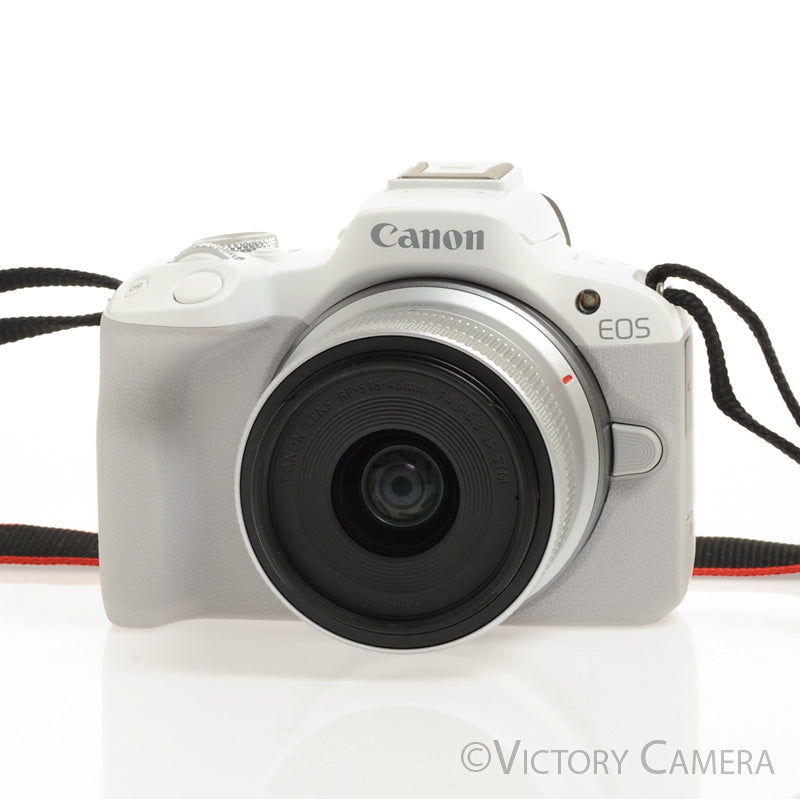 Canon EOS R50 24.1MP White Mirrorless Camera w/18-45mm f4.5-6.3 IS STM [MINT-] - Victory Camera