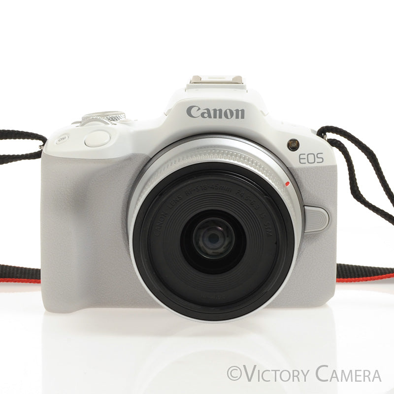 Canon EOS R50 24.1MP White Mirrorless Camera w/18-45mm f4.5-6.3 IS STM [MINT-] - Victory Camera