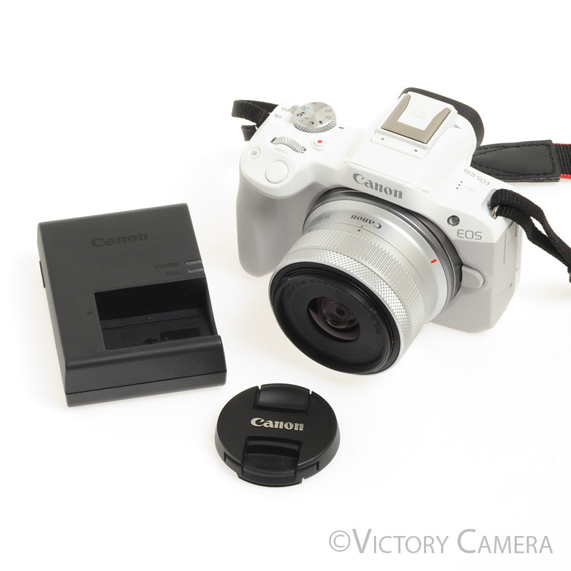 Canon EOS R50 24.1MP White Mirrorless Camera w/18-45mm f4.5-6.3 IS STM [MINT-] - Victory Camera