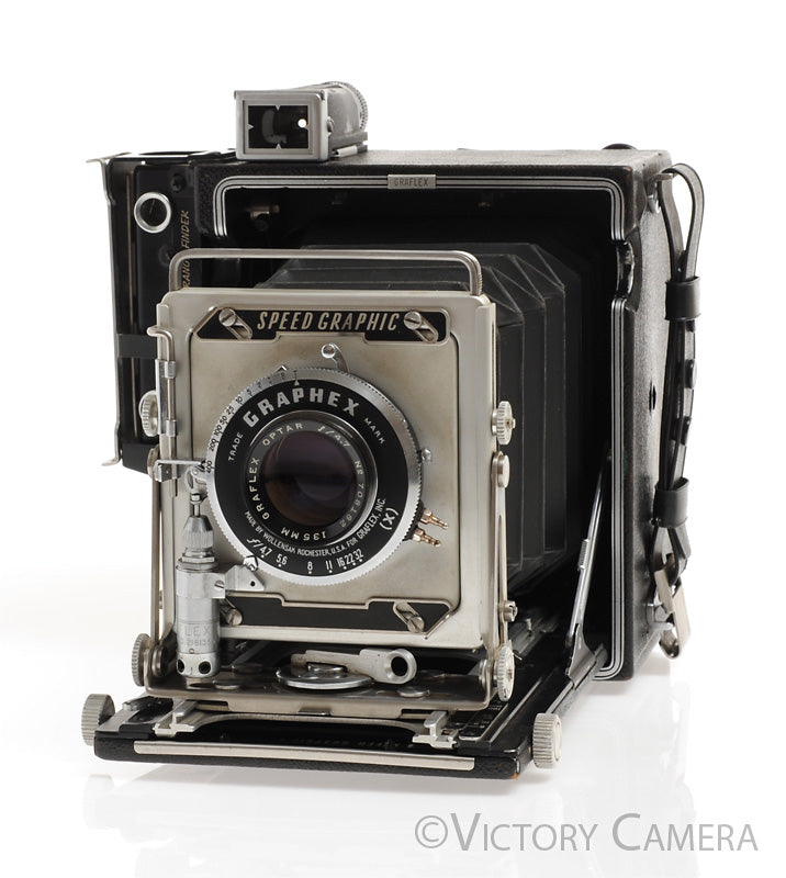 Graflex Speed Graphic 4x5 View Camera w/ 135mm F4.7 Optar Lens - Victory Camera