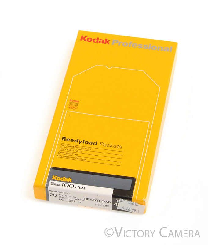 Kodak Readyload Packets TMax 100 4x5 Film -10 Sheets, Exp. 2001, Cold Stored- - Victory Camera