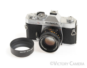 Konica Autoreflex T3 Chrome 35mm SLR Camera w/ 50mm f1.7 Prime Lens -C