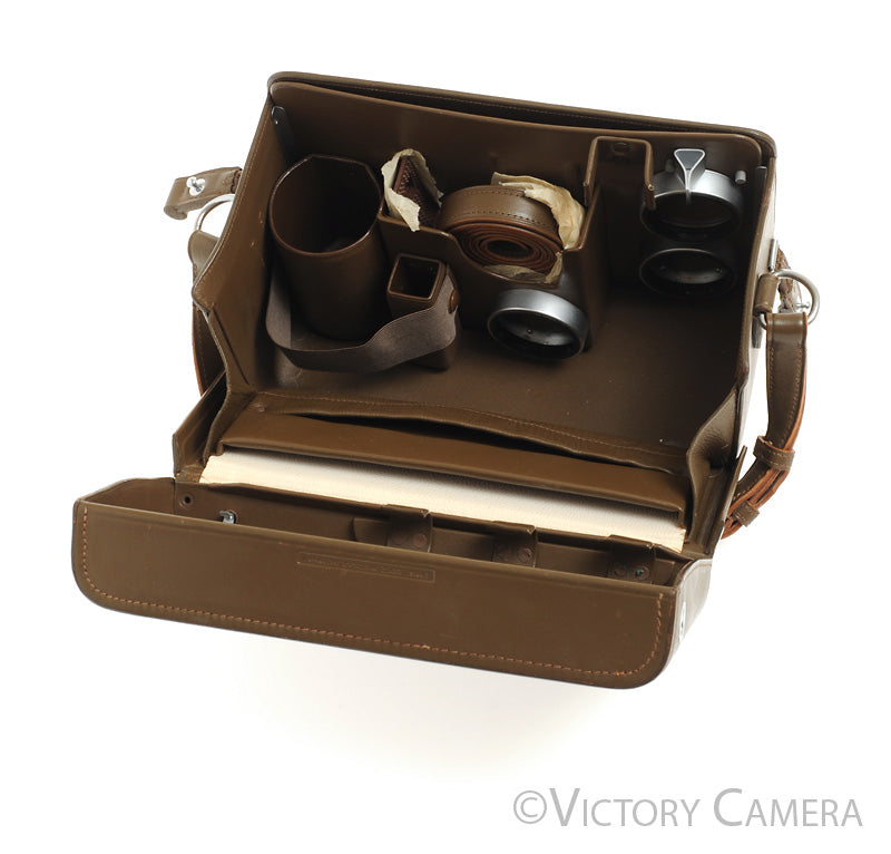 Leica Leitz Brown Leather M Universal System Case w/ Lens Mounts  [EXC+] - Victory Camera