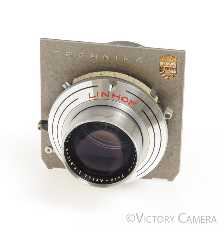 Linhof Schneider 240mm f5.5 Tele-Arton 4x5 Lens in Compur Shutter w/ Board [EX+] - Victory Camera