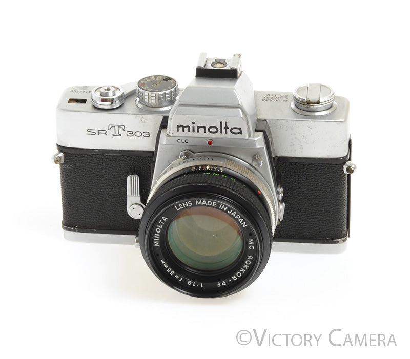 Minolta SRT103 Chrome 35mm Camera w/ 55mm f1.9 Lens -New Seals- [EXC-] - Victory Camera