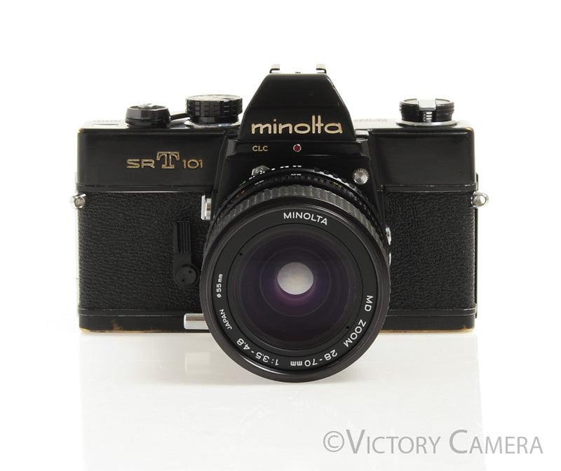 Minolta SRT101 SRT 101 Black 35mm Camera w/ 28-70mm Zoom Lens -New Seals- [EX]