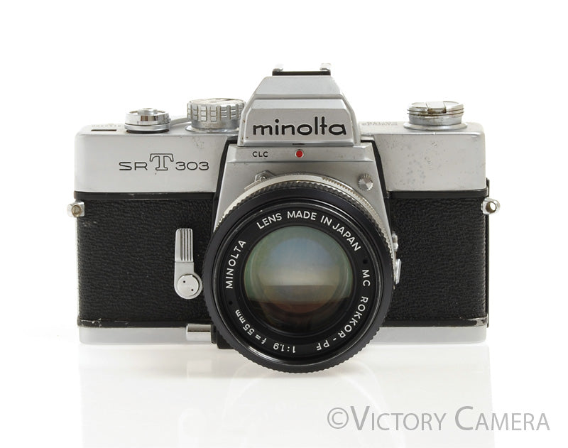 Minolta SRT103 Chrome 35mm Camera w/ 55mm f1.9 Lens -New Seals- [EXC-] - Victory Camera