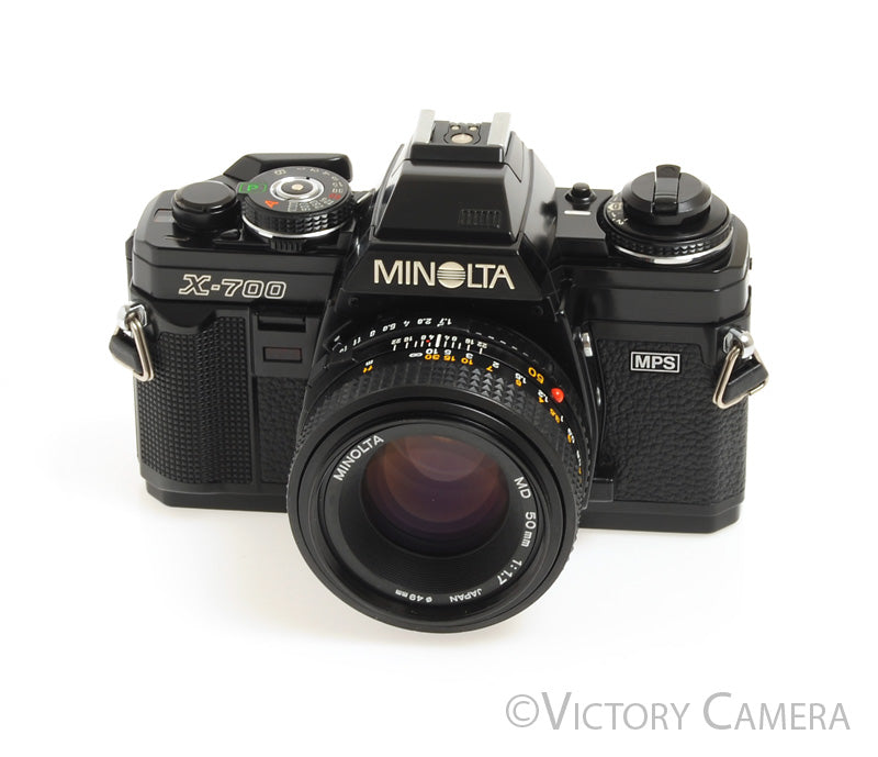 Minolta X-700 X700 Black SLR Film Camera w/ 50mm f1.7 Lens -New Seals- [EXC+]