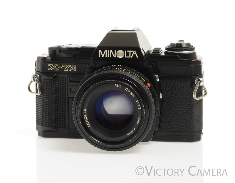 Minolta X-7A Black 35mm Film Camera w/ 50mm f1.7 Prime Lens -New Seals [Good] - Victory Camera