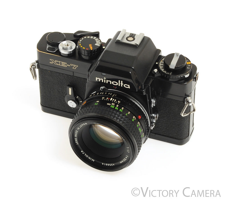 Minolta XE-7 XE7 Black 35mm Camera w/ Rokkor-X 50mm f1.7 Lens [EXC] - Victory Camera