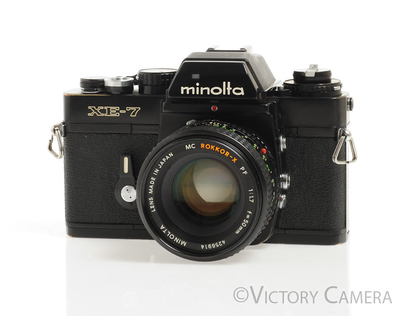 Minolta XE-7 XE7 Black 35mm Camera w/ Rokkor-X 50mm f1.7 Lens [EXC] - Victory Camera