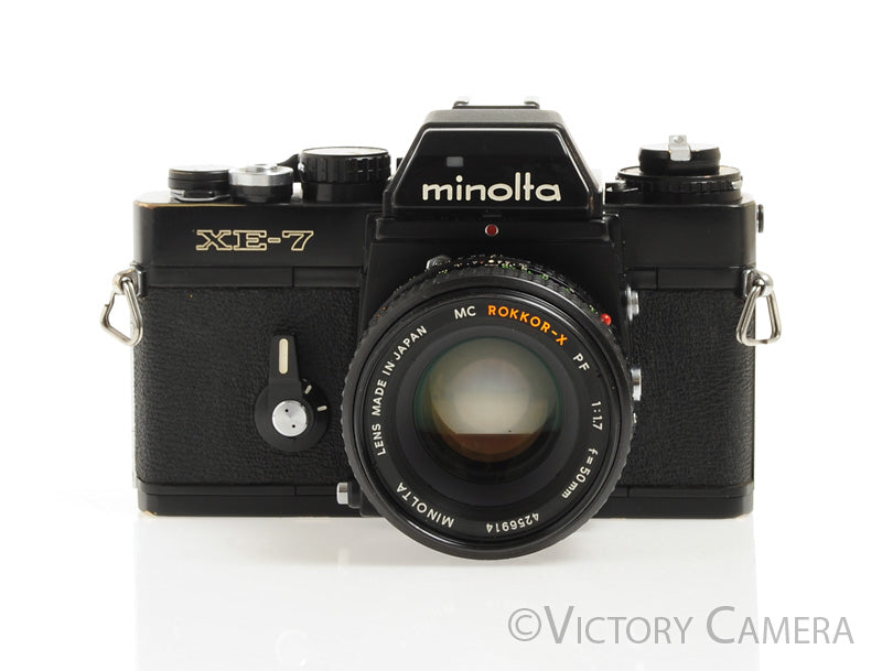 Minolta XE-7 XE7 Black 35mm Camera w/ Rokkor-X 50mm f1.7 Lens [EXC] - Victory Camera