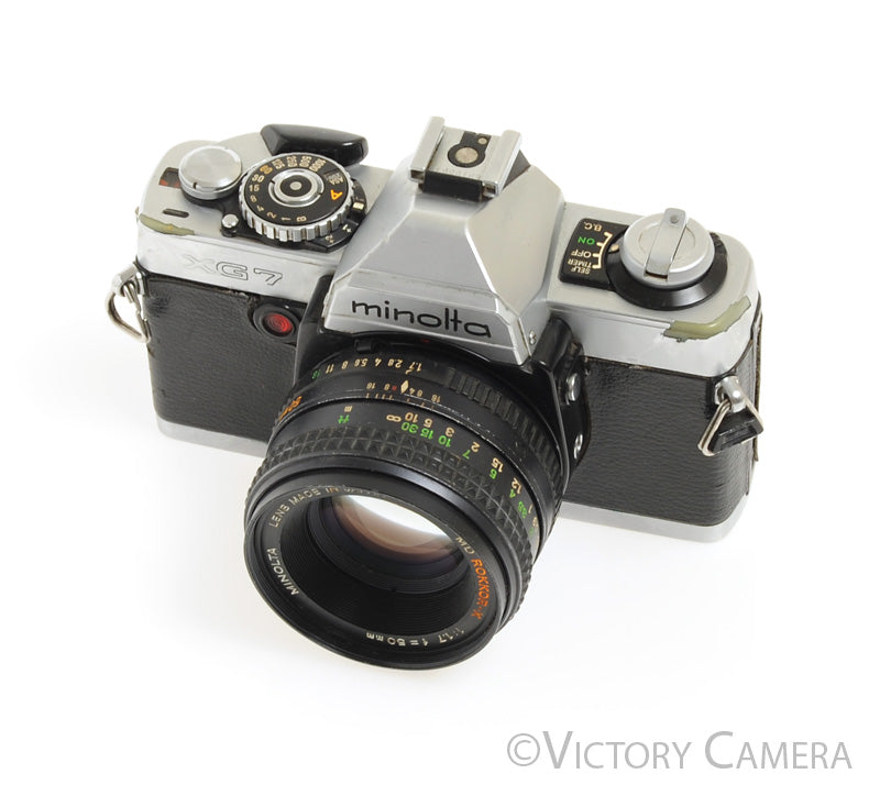 Minolta XG-7 Chrome 35mm Camera w/ Rokkor-X 50mm f1.7 Lens -New Seals- [GOOD] - Victory Camera