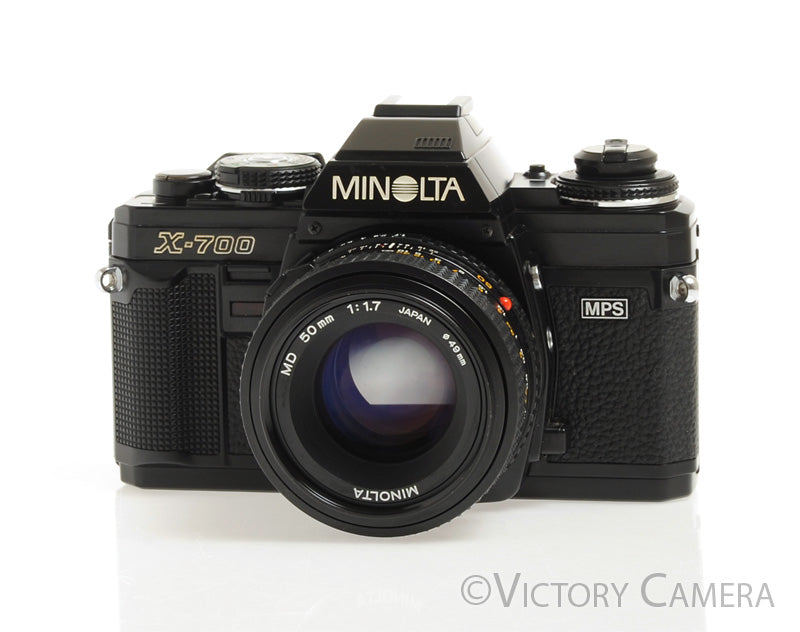 Minolta X-700 X700 Black SLR Film Camera w/ 50mm f1.7 Lens -New Seals- [EX+] - Victory Camera