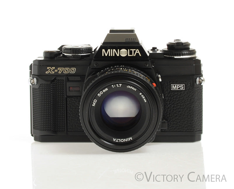 Minolta X-700 X700 Black SLR Film Camera w/ 50mm f1.7 Lens -New Seals- [EX+] - Victory Camera