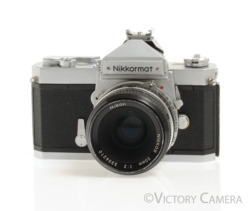 Nikon Nikkormat FT Chrome 35mm Camera w/ 50mm f2 Lens + Case [EXC-] - Victory Camera