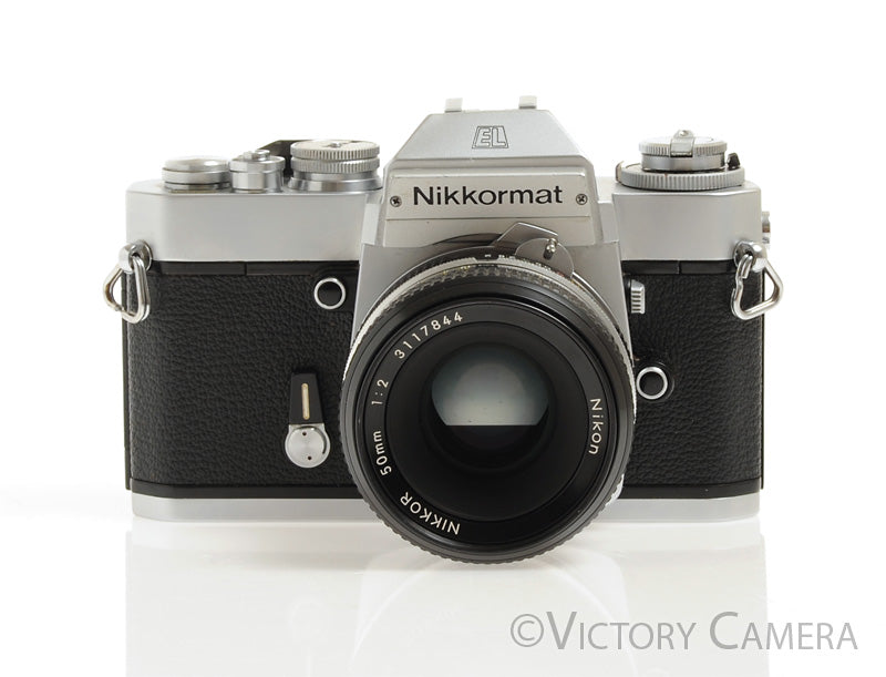 Nikon Nikkormat EL Chrome 35mm Camera w/ 50mm f2 Lens -New Seals- [EXC] - Victory Camera