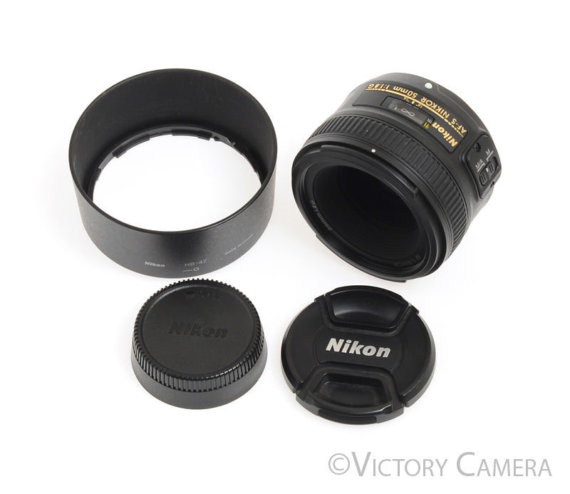 Nikon AF-S Nikkor 50mm f1.8 G Standard Prime Lens w/ Shade -Clean- - Victory Camera