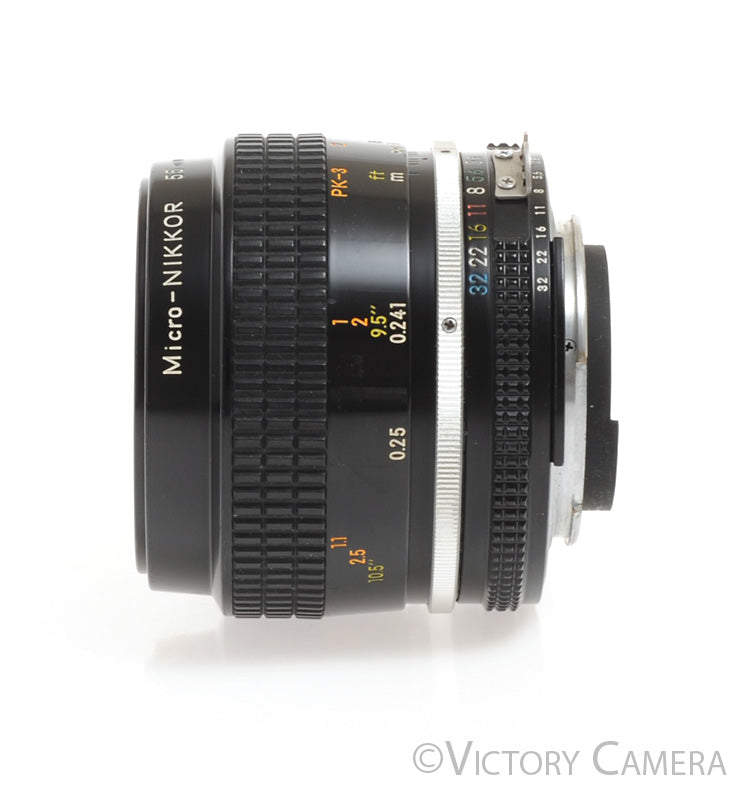 Nikon Micro-Nikkor 55mm F3.5 AI Manual Focus Macro Lens w/ Shade -Clea